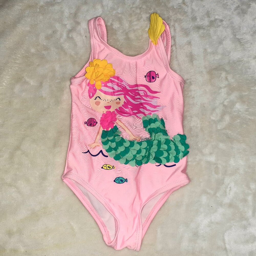 WETSUIT CLUB 1 PC SWIMSUIT PINK 3D MERMAID BATHINGSUIT-BABY GIRLS SIZE 6 MO. 6M